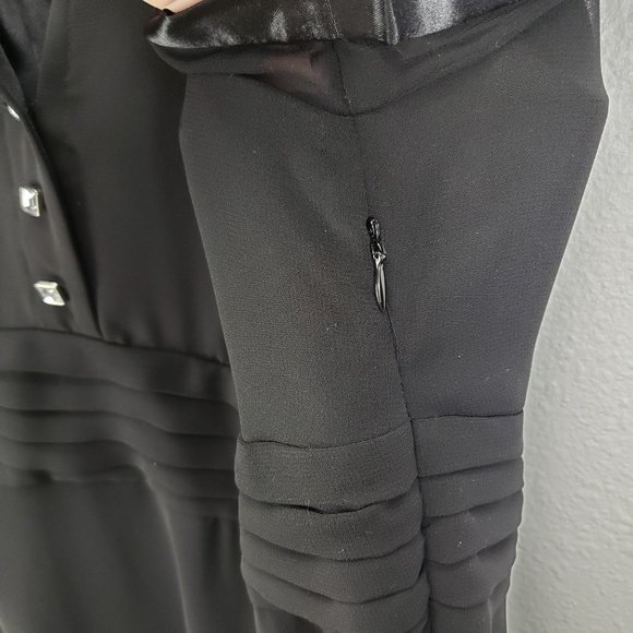 Robbie Bee Women's 10 Short Sleeve Black Collar Dress Wednesday Addams Gothic - Picture 12 of 14